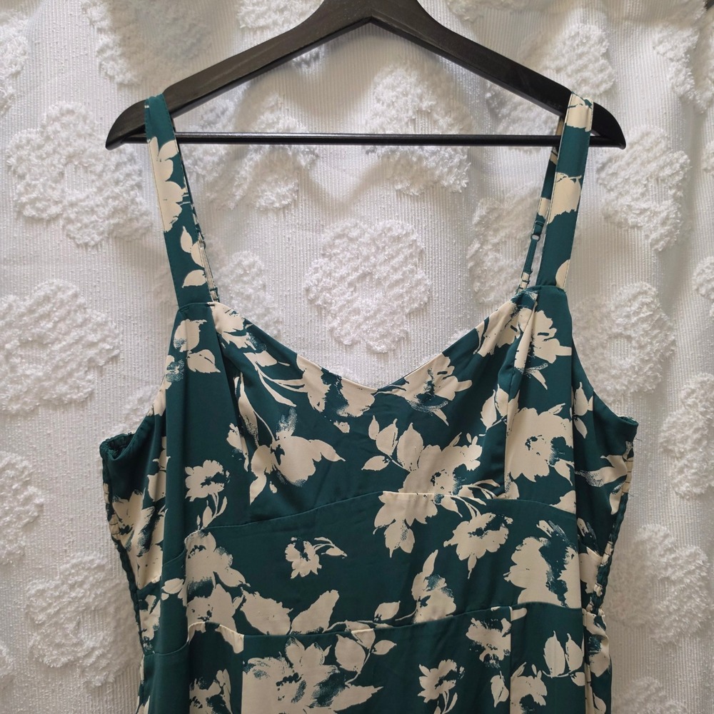 Abercrombie & Fitch Drama Ruffle Tired XL Green Floral Maxi Dress Smocked Back - Picture 3 of 10